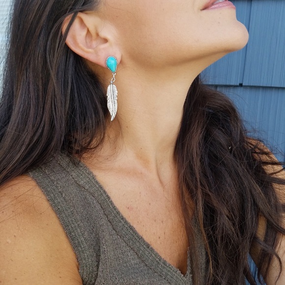 Silver turquoise  earrings - Picture 2 of 7